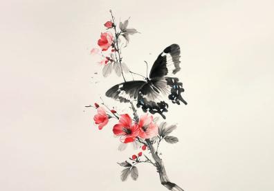 Dessin fleur et papillon