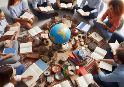 Etudiants autour d'une table avec leur enseignant