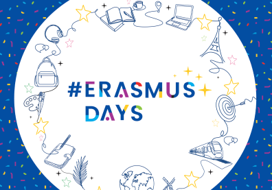 Inscription Erasmus days multicolore sur fond blanc