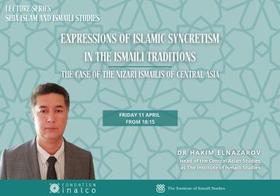 Visuel de la conférence "Expressions of Syncretism in the Ismaili Traditions. The Case of the Nizari Ismailis of Central Asia" avec le portrait de l'intervenant