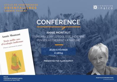 Visuel Conférence Annie Montaut avec un portrait de l'intervenante