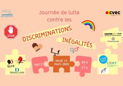 Visuel de l'évènement JVC Discrimination Egalité F-H du 13.03.2025-service REVE