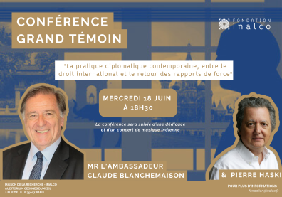 Visuel de la conférence avec les portraits des deux intervenants