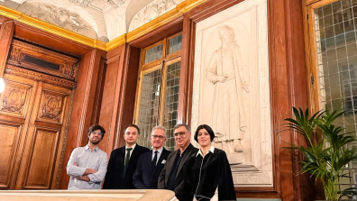 Mr. Ehsani, director of "Balouch Voices", L. Koochakzadeh, professor of Iranian history and geography and Persian language at INALCO, A. Kazerouni, researcher and lecturer at ENS, R. Mascagni, PhD student at INALCO, and P. Advani