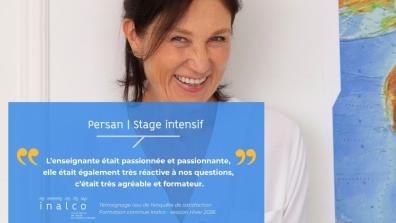 Persan, stage intensif : L’enseignante était passionnée et passionnante,  elle était également très réactive à nos questions,  c’était très agréable et formateur.
