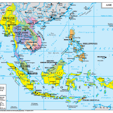 Carte des états membres de l'ASEAN