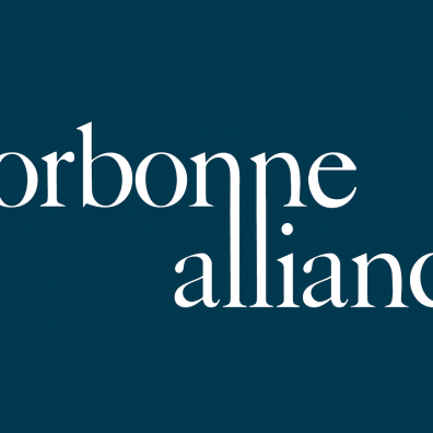 Logo Sorbonne alliance - fond bleu canard 