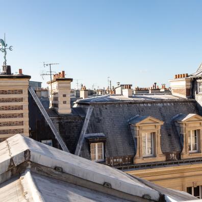 Toit de la Maison de la recherche avec girouette