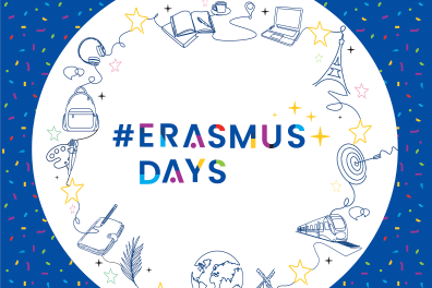 Inscription Erasmus days multicolore sur fond blanc