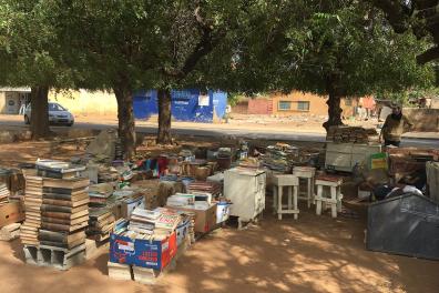 Etal de livres sous les arbres à Thies