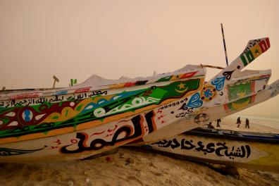 Fishermen's beach with boats on the sand
