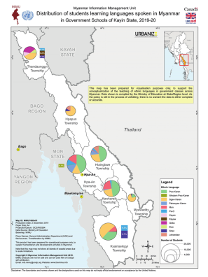 Carte des langues minoritaires enseignées au Myanmar