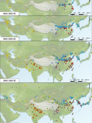 Spread of millet and wheat/barley in Eastern Eurasia in the Middle to Late Neolithic