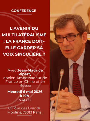 Image de la conférence "L'avenir du multilatéralisme : la France doit-elle garder sa voix singulière ?" avec le portrait de l'intervenant à droite
