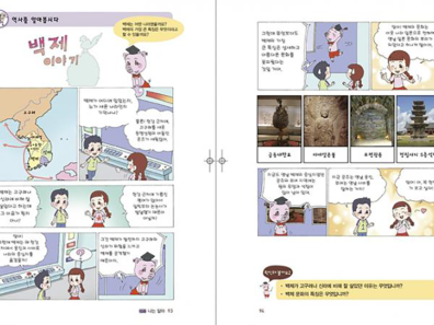 Fig.4-2 : Extraits de l’unité 10 du manuel tome 5 : « Apprenons l’histoire » Histoire du royaume de Paekche (p.25-26) © 2012, Ministre coréen de l’Éducation nationale