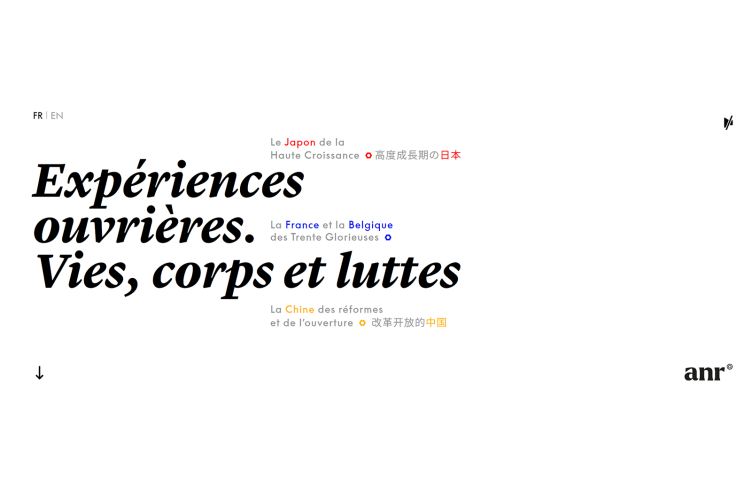 Page d'accueil de l'exposition virtuelle "Expériences ouvrières" (Projet Eurasemploi)