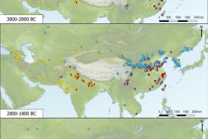 Spread of millet and wheat/barley in Eastern Eurasia in the Middle to Late Neolithic