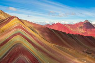 The Vinicunca rainbow mountain in Peru