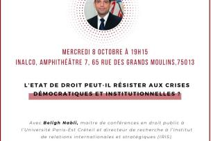 Visuel de la conférence avec un portrait de l'intervenant 