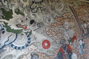 peinture murale dans un temple du roi-dragon
