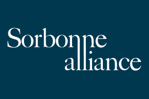 Logo Sorbonne alliance - fond bleu canard 
