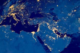 Map monde vue de nuit décript 