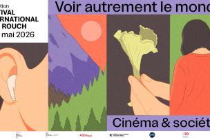 Plusieurs illustrations : un moineau, une montagne, une main tenant une fleur, une femme de dos