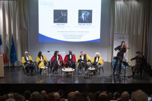 Musical interludes by violinist Luka Ispir and cellist Raphaël Jouan at the Doctor Honoris Causa award ceremony